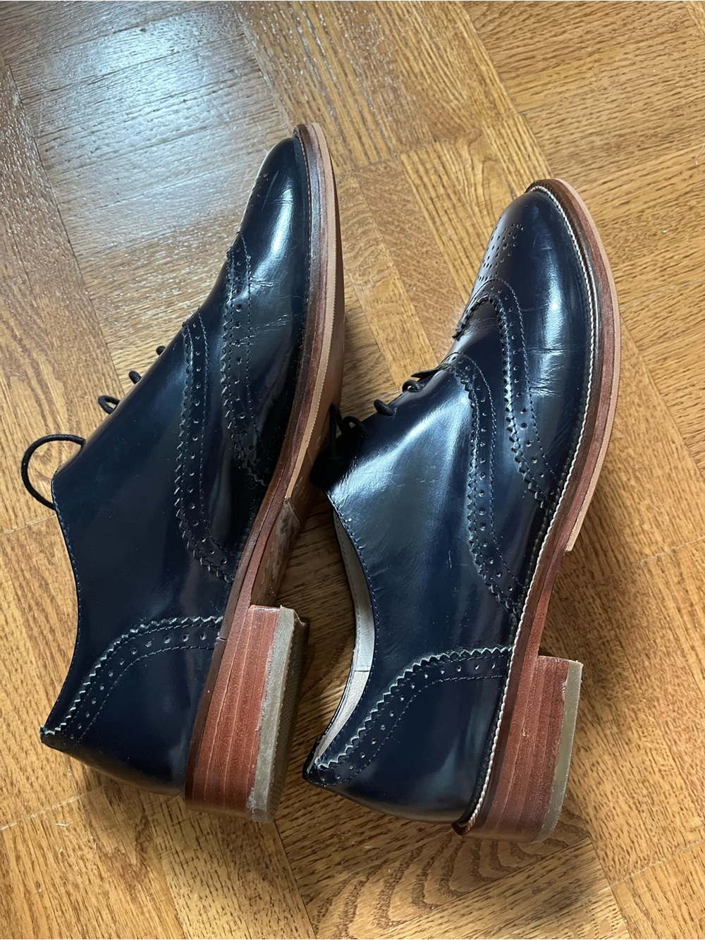 Boden Navy Patent Leather Wingtip Loafers - Picture 8 of 9